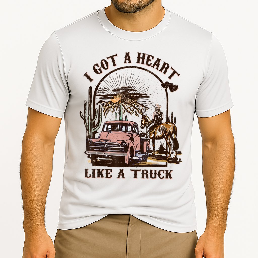 Western Sunset Cowgirl I Got A Heart Like A Truck Cooling Performance Crew T-Shirt