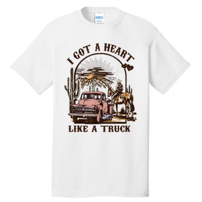 Western Sunset Cowgirl I Got A Heart Like A Truck Tall T-Shirt