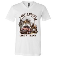 Western Sunset Cowgirl I Got A Heart Like A Truck V-Neck T-Shirt