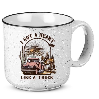 Western Sunset Cowgirl I Got A Heart Like A Truck 15oz Campfire Ceramic Mug