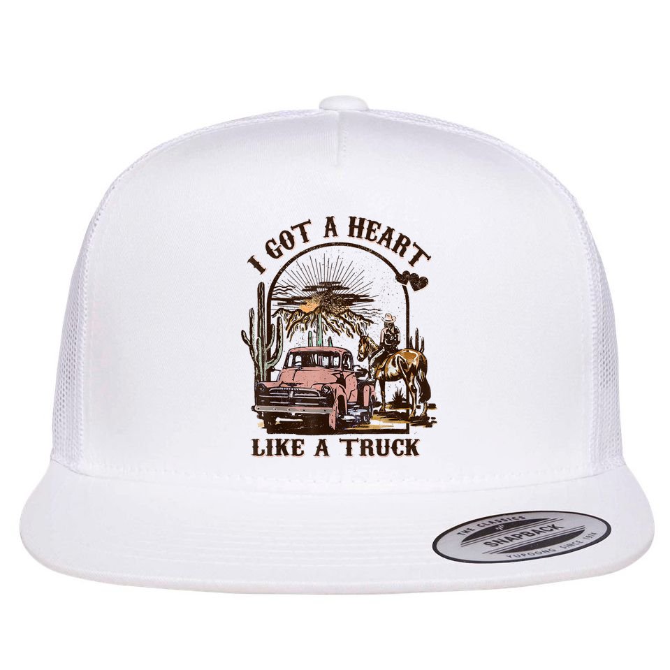 Western Sunset Cowgirl I Got A Heart Like A Truck Flat Bill Trucker Hat