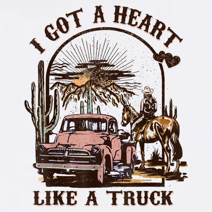 Western Sunset Cowgirl I Got A Heart Like A Truck Flat Bill Trucker Hat
