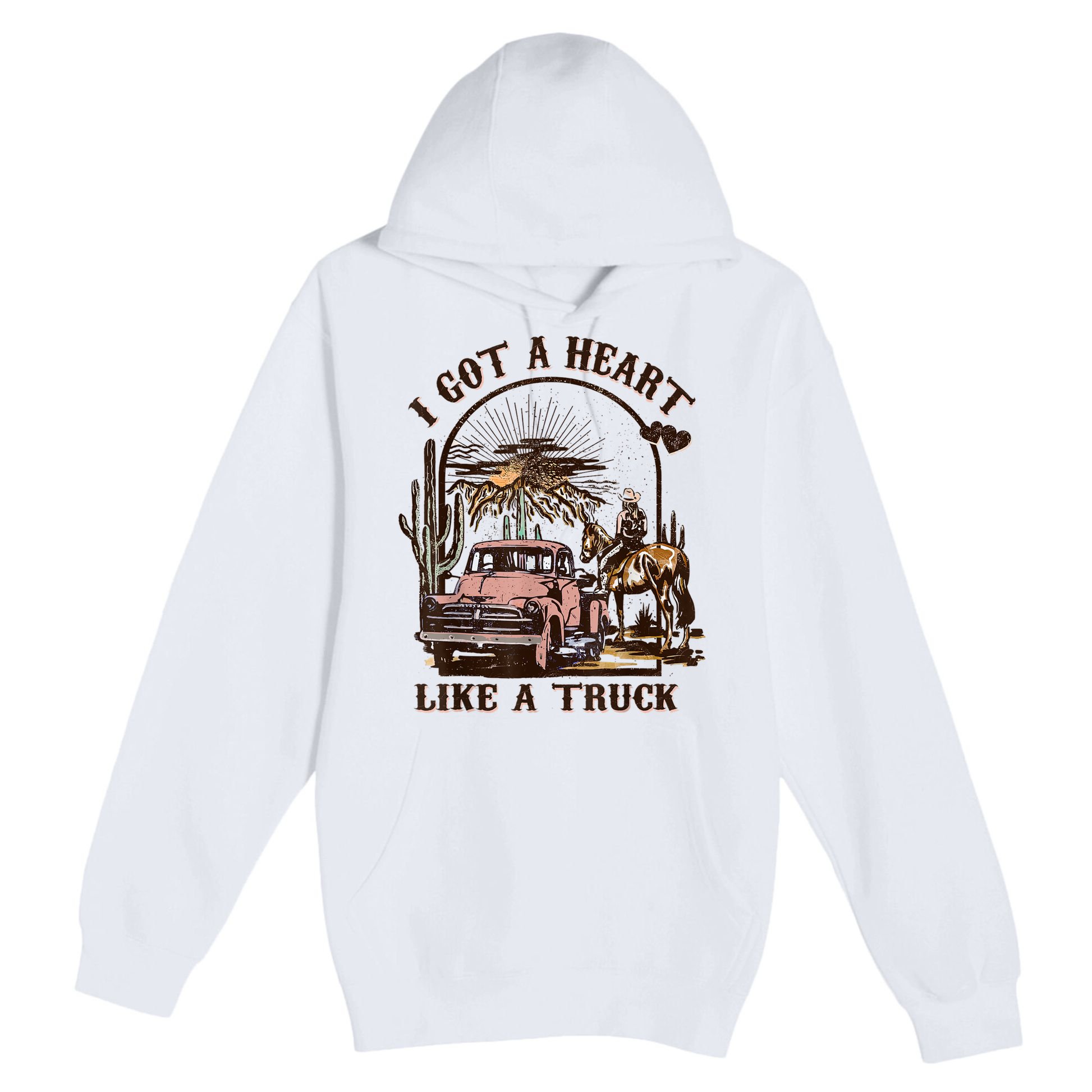 Western Sunset Cowgirl I Got A Heart Like A Truck Premium Pullover Hoodie