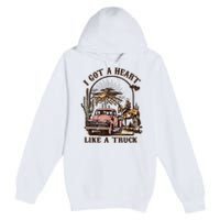 Western Sunset Cowgirl I Got A Heart Like A Truck Premium Pullover Hoodie