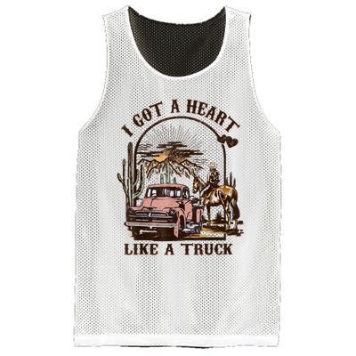 Western Sunset Cowgirl I Got A Heart Like A Truck Mesh Reversible Basketball Jersey Tank