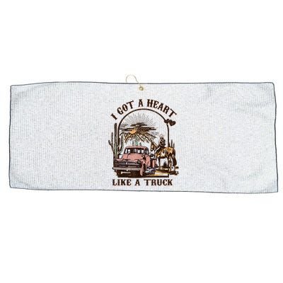 Western Sunset Cowgirl I Got A Heart Like A Truck Large Microfiber Waffle Golf Towel