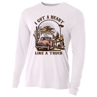 Western Sunset Cowgirl I Got A Heart Like A Truck Cooling Performance Long Sleeve Crew