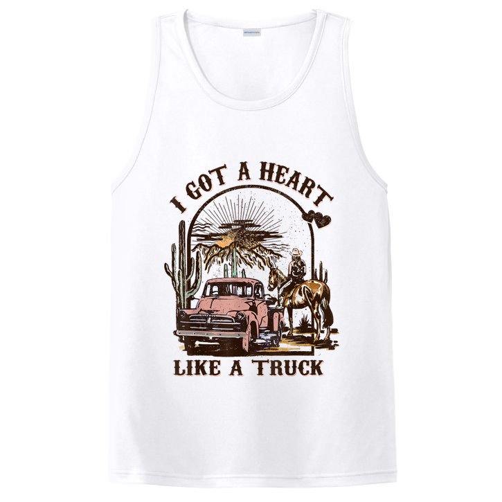 Western Sunset Cowgirl I Got A Heart Like A Truck PosiCharge Competitor Tank