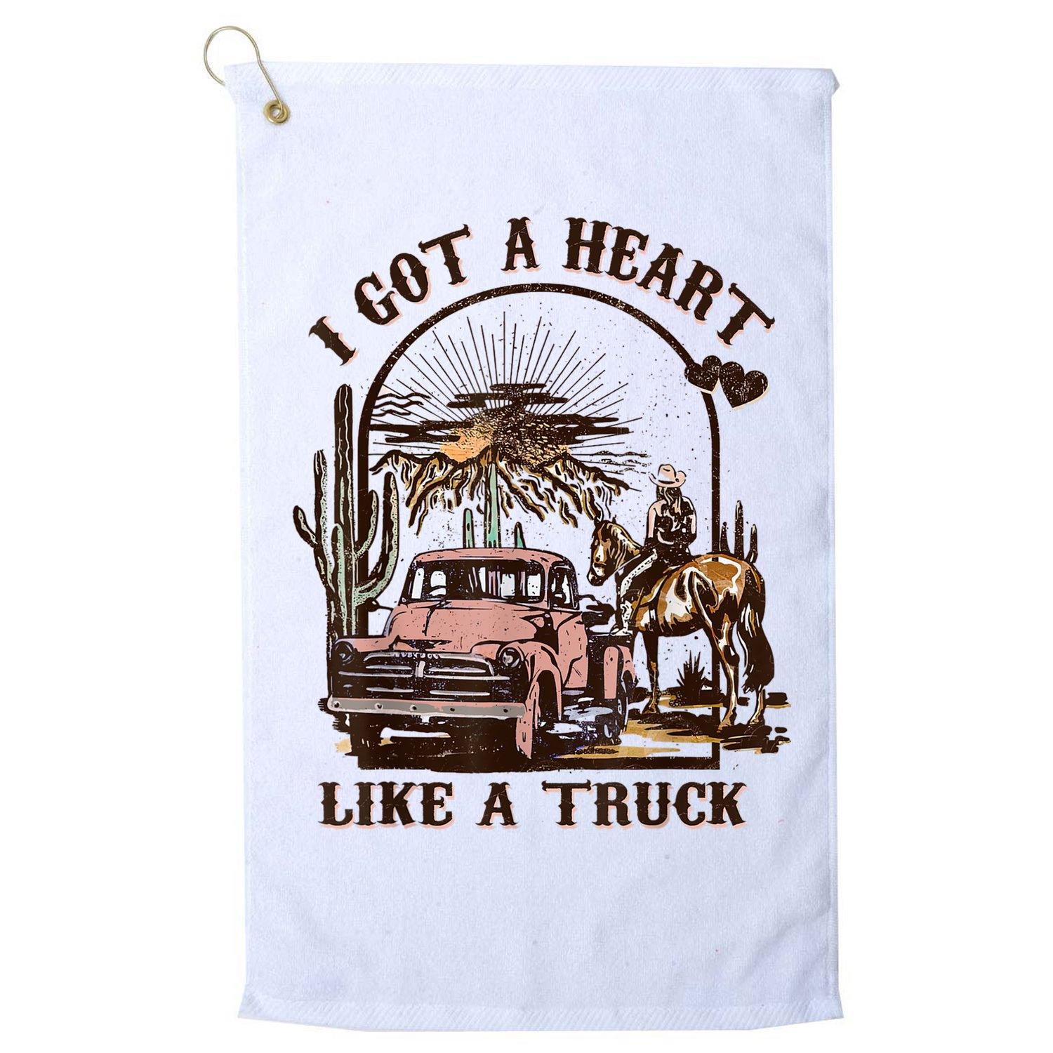 Western Sunset Cowgirl I Got A Heart Like A Truck Golf Towel