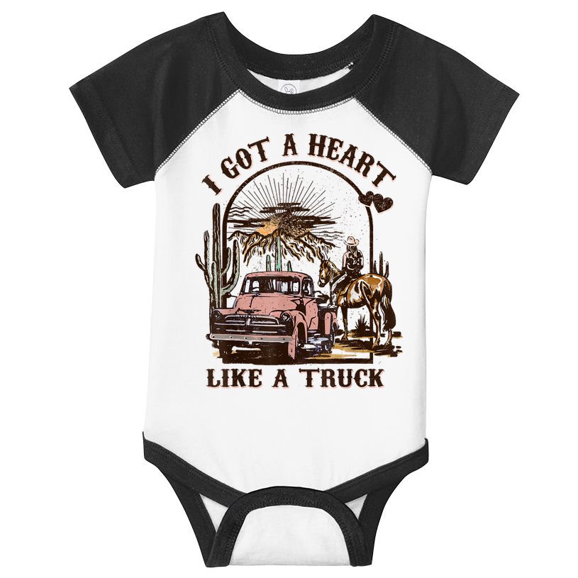 Western Sunset Cowgirl I Got A Heart Like A Truck Infant Baby Jersey Bodysuit