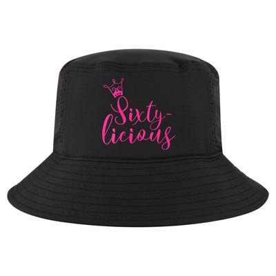 Wo Sixty-licious Crown Queen 60th Birthday Pink Sixtylicious V-Neck Cool Comfort Performance Bucket Hat