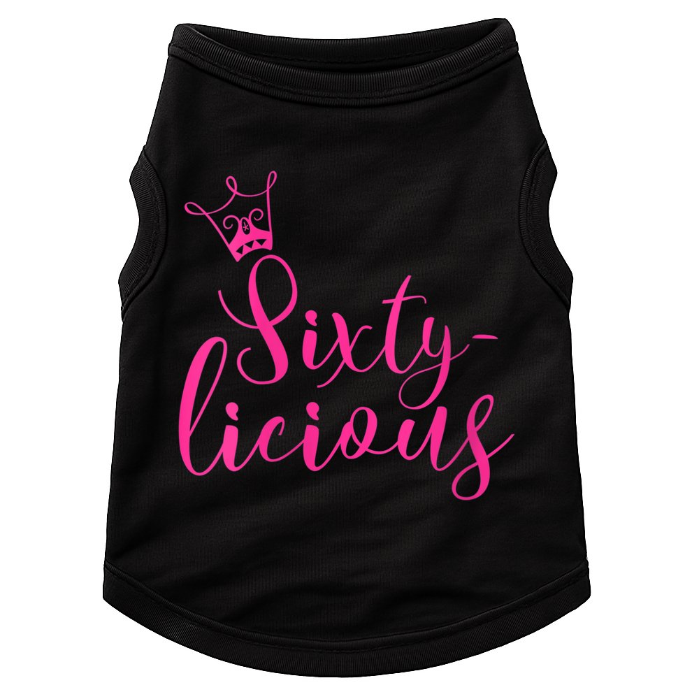 Wo Sixty-licious Crown Queen 60th Birthday Pink Sixtylicious V-Neck Doggie Tank
