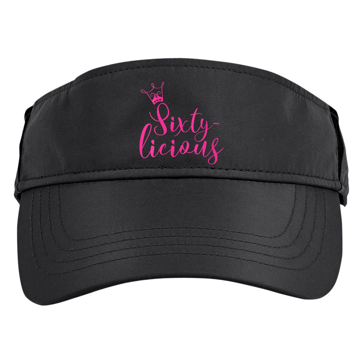 Wo Sixty-licious Crown Queen 60th Birthday Pink Sixtylicious V-Neck Adult Drive Performance Visor