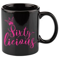 Wo Sixty-licious Crown Queen 60th Birthday Pink Sixtylicious V-Neck 11oz C Handle Ceramic Mug