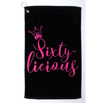 Wo Sixty-licious Crown Queen 60th Birthday Pink Sixtylicious V-Neck Golf Towel