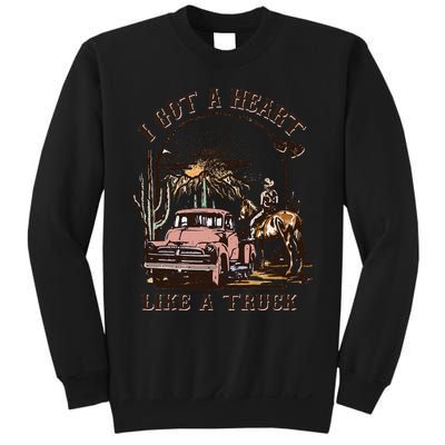 Western Sunset Cow I Got A Heart Like A Truck Sweatshirt