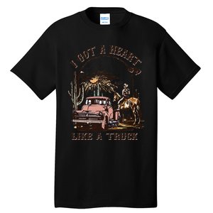 Western Sunset Cow I Got A Heart Like A Truck Tall T-Shirt