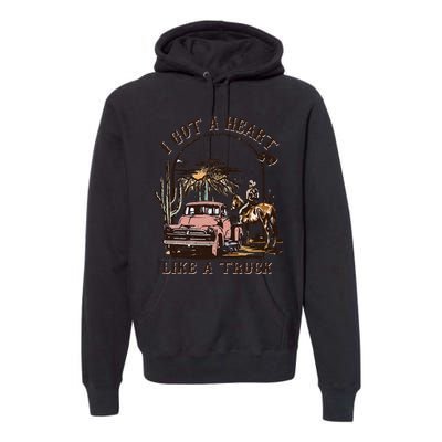 Western Sunset Cow I Got A Heart Like A Truck Premium Hoodie