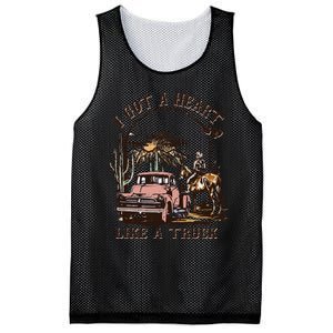 Western Sunset Cow I Got A Heart Like A Truck Mesh Reversible Basketball Jersey Tank