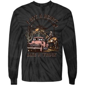 Western Sunset Cow I Got A Heart Like A Truck Tie-Dye Long Sleeve Shirt