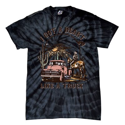 Western Sunset Cow I Got A Heart Like A Truck Tie-Dye T-Shirt