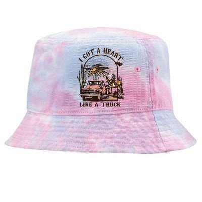 Western Sunset Cow I Got A Heart Like A Truck Tie-Dyed Bucket Hat