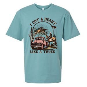 Western Sunset Cow I Got A Heart Like A Truck Sueded Cloud Jersey T-Shirt