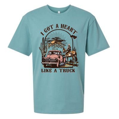 Western Sunset Cow I Got A Heart Like A Truck Sueded Cloud Jersey T-Shirt