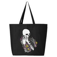Whimsical Skeleton Cat with Floral Accents 25L Jumbo Tote