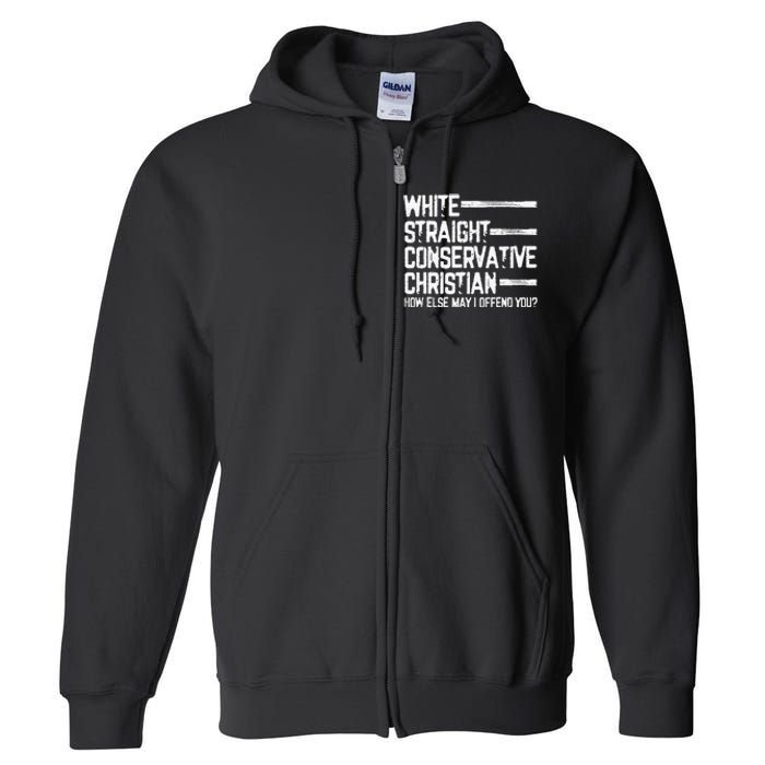 White Straight Conservative Christian Patriotic Full Zip Hoodie