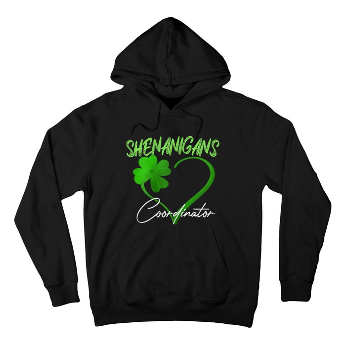 Wo Shenanigans Coordinator Green Heart Shamrock St Patricks Day Hoodie