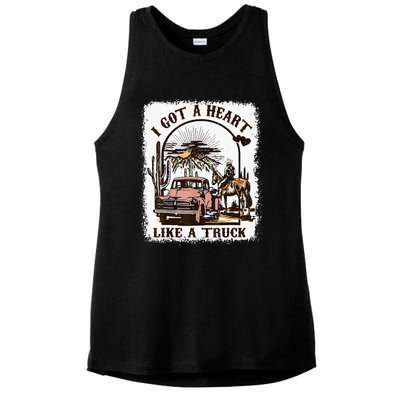 Western Sunset Cowgirl I Got A Heart Like A Truck Ladies PosiCharge Tri-Blend Wicking Tank