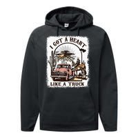 Western Sunset Cowgirl I Got A Heart Like A Truck Performance Fleece Hoodie