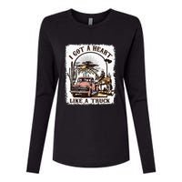 Western Sunset Cowgirl I Got A Heart Like A Truck Womens Cotton Relaxed Long Sleeve T-Shirt