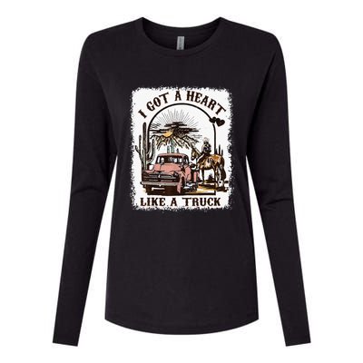 Western Sunset Cowgirl I Got A Heart Like A Truck Womens Cotton Relaxed Long Sleeve T-Shirt