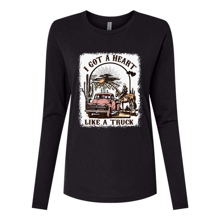 Western Sunset Cowgirl I Got A Heart Like A Truck Womens Cotton Relaxed Long Sleeve T-Shirt