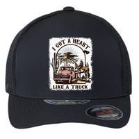 Western Sunset Cowgirl I Got A Heart Like A Truck Flexfit Unipanel Trucker Cap