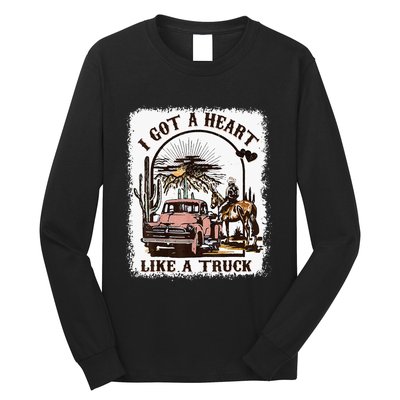 Western Sunset Cowgirl I Got A Heart Like A Truck Long Sleeve Shirt