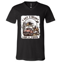 Western Sunset Cowgirl I Got A Heart Like A Truck V-Neck T-Shirt