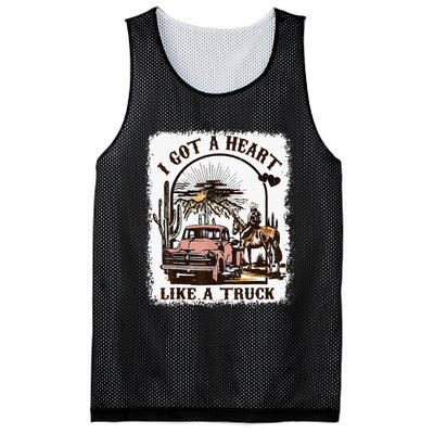 Western Sunset Cowgirl I Got A Heart Like A Truck Mesh Reversible Basketball Jersey Tank