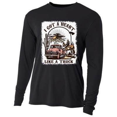 Western Sunset Cowgirl I Got A Heart Like A Truck Cooling Performance Long Sleeve Crew