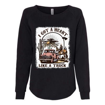 Western Sunset Cowgirl I Got A Heart Like A Truck Womens California Wash Sweatshirt