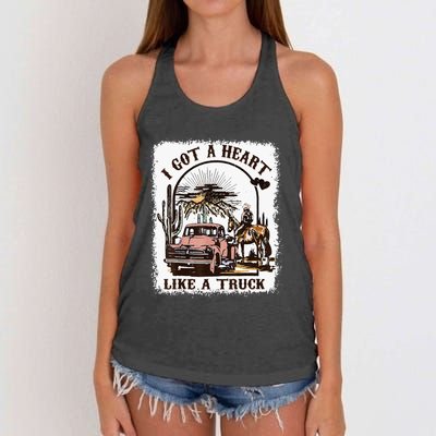 Western Sunset Cowgirl I Got A Heart Like A Truck Women's Knotted Racerback Tank