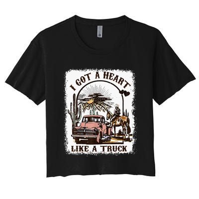 Western Sunset Cowgirl I Got A Heart Like A Truck Women's Crop Top Tee