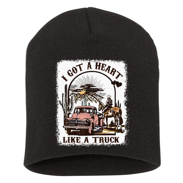 Western Sunset Cowgirl I Got A Heart Like A Truck Short Acrylic Beanie