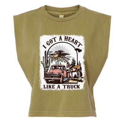 Western Sunset Cowgirl I Got A Heart Like A Truck Garment-Dyed Women's Muscle Tee