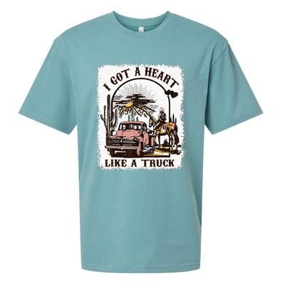 Western Sunset Cowgirl I Got A Heart Like A Truck Sueded Cloud Jersey T-Shirt