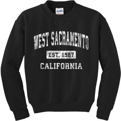 West Sacramento California Ca Vintage Established Sports Kids Sweatshirt
