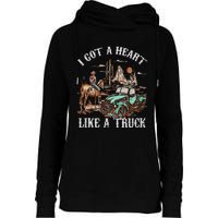 Western Sunset Cow I Got A Heart Like A Truck Vintage Womens Funnel Neck Pullover Hood