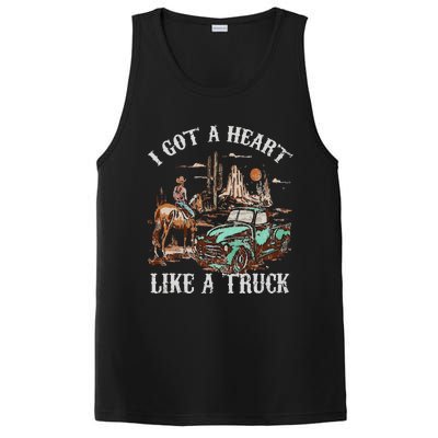 Western Sunset Cow I Got A Heart Like A Truck Vintage PosiCharge Competitor Tank